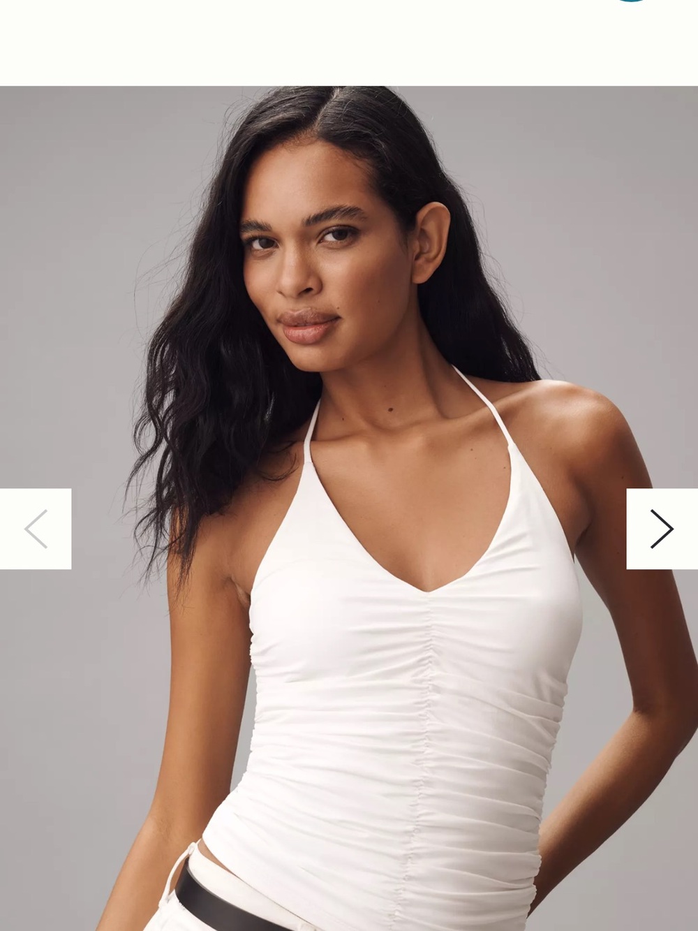 Maeve White Ruched Halter Tank Top